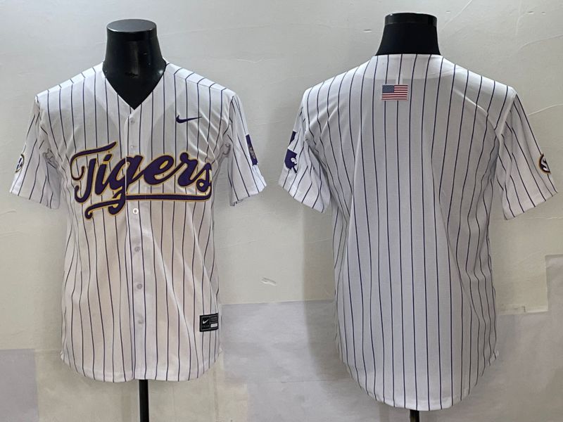 Men 2025 Clemson Tigers Blank White Stripe Joint Name Nike NCAA Jersey style 2